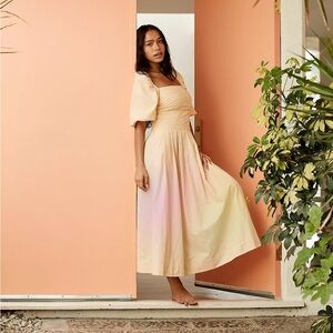 Free People Aint She A Beaut Dress Peach Color Small Maxi Pleated Ruched Dress